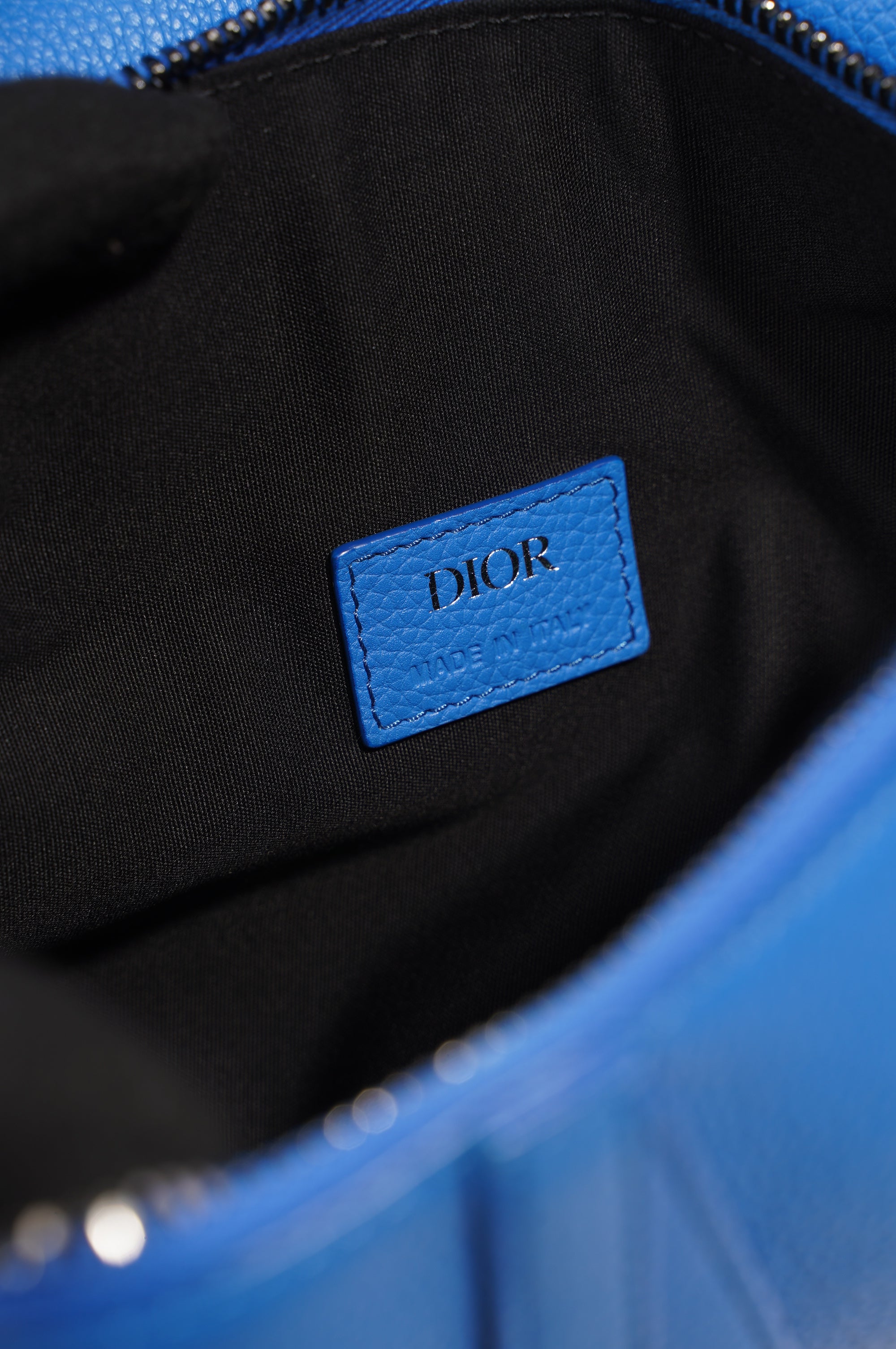 Christian Dior Saddle Bag Blue Leather