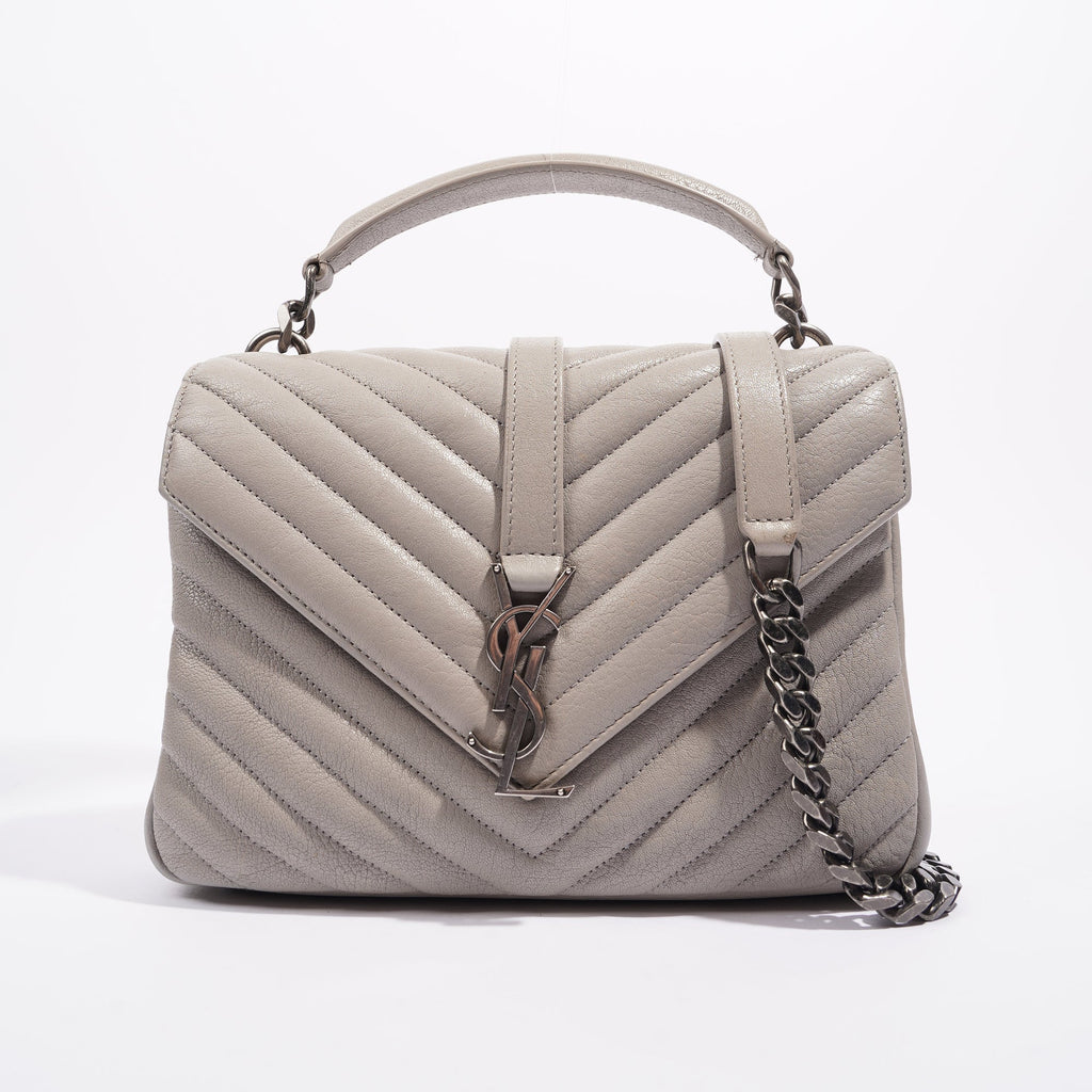 Saint Laurent Womens College Chain Bag Grey Medium