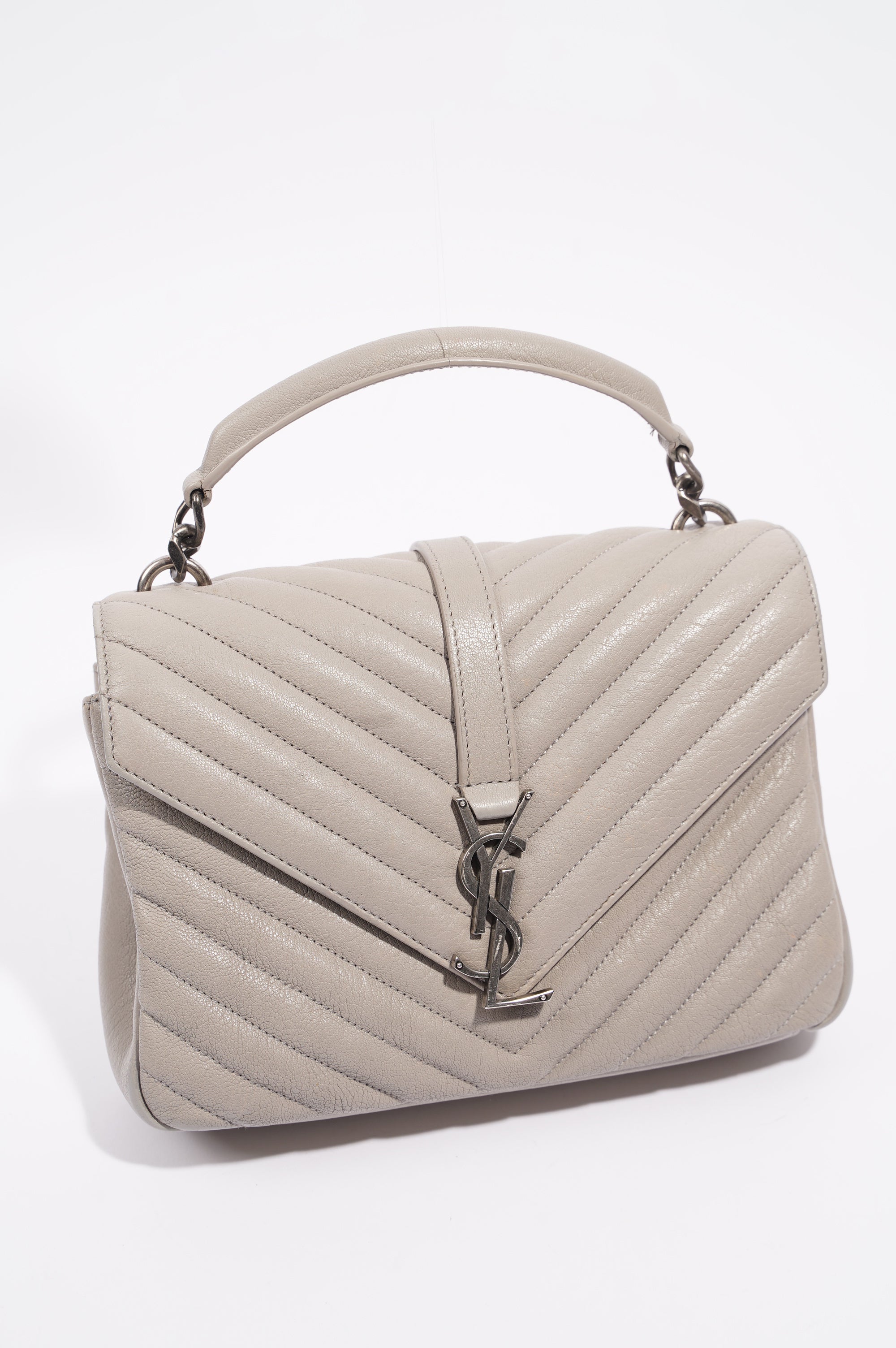 Saint Laurent Womens College Chain Bag Grey Medium