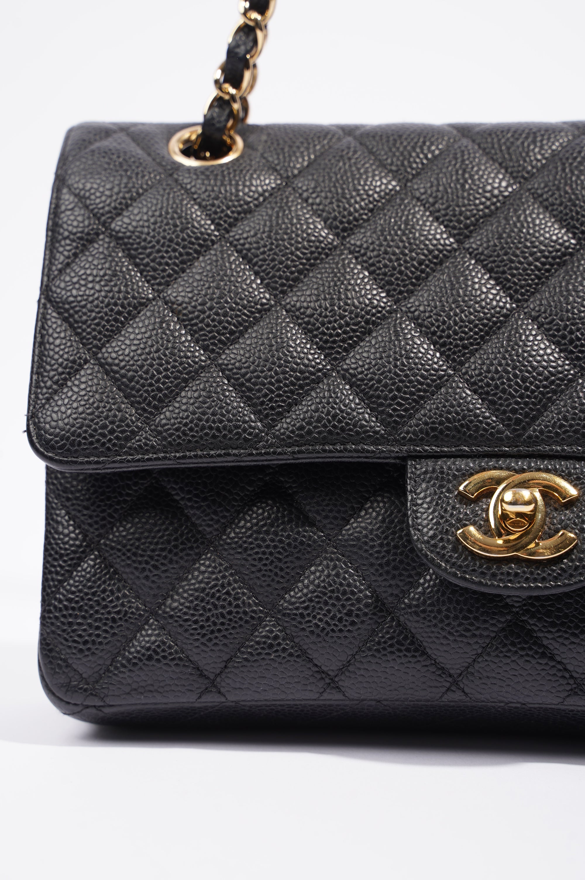 Chanel Womens Classic Flap Black Caviar Medium