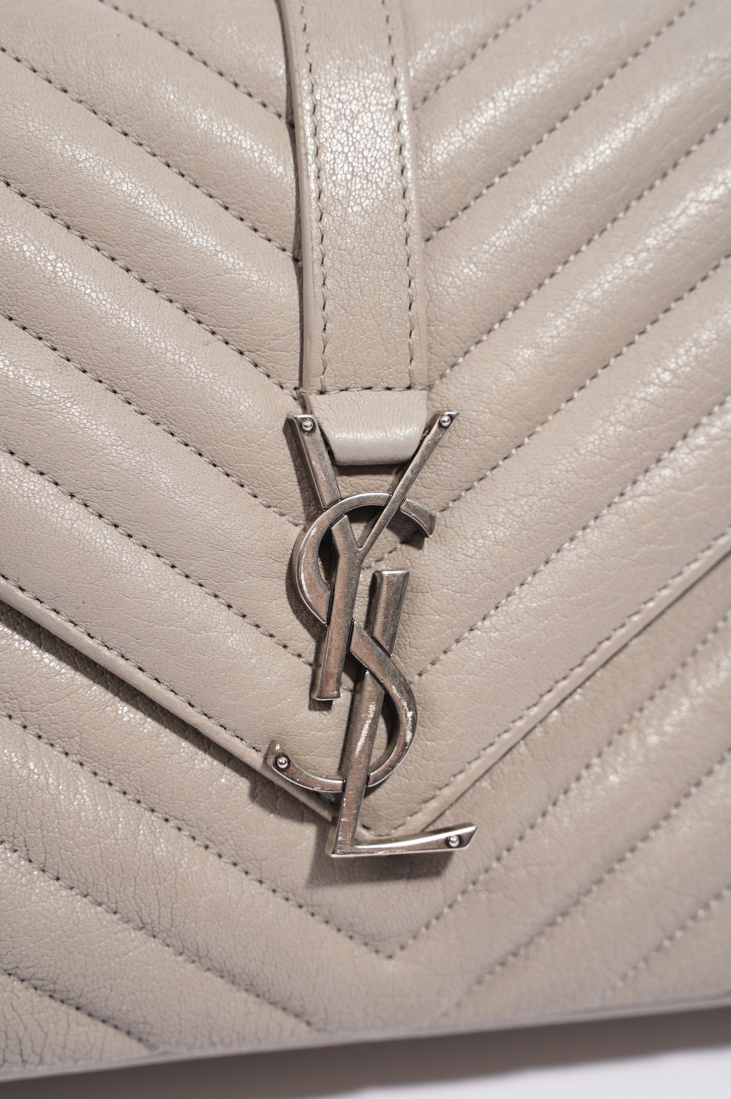Saint Laurent Womens College Chain Bag Grey Medium