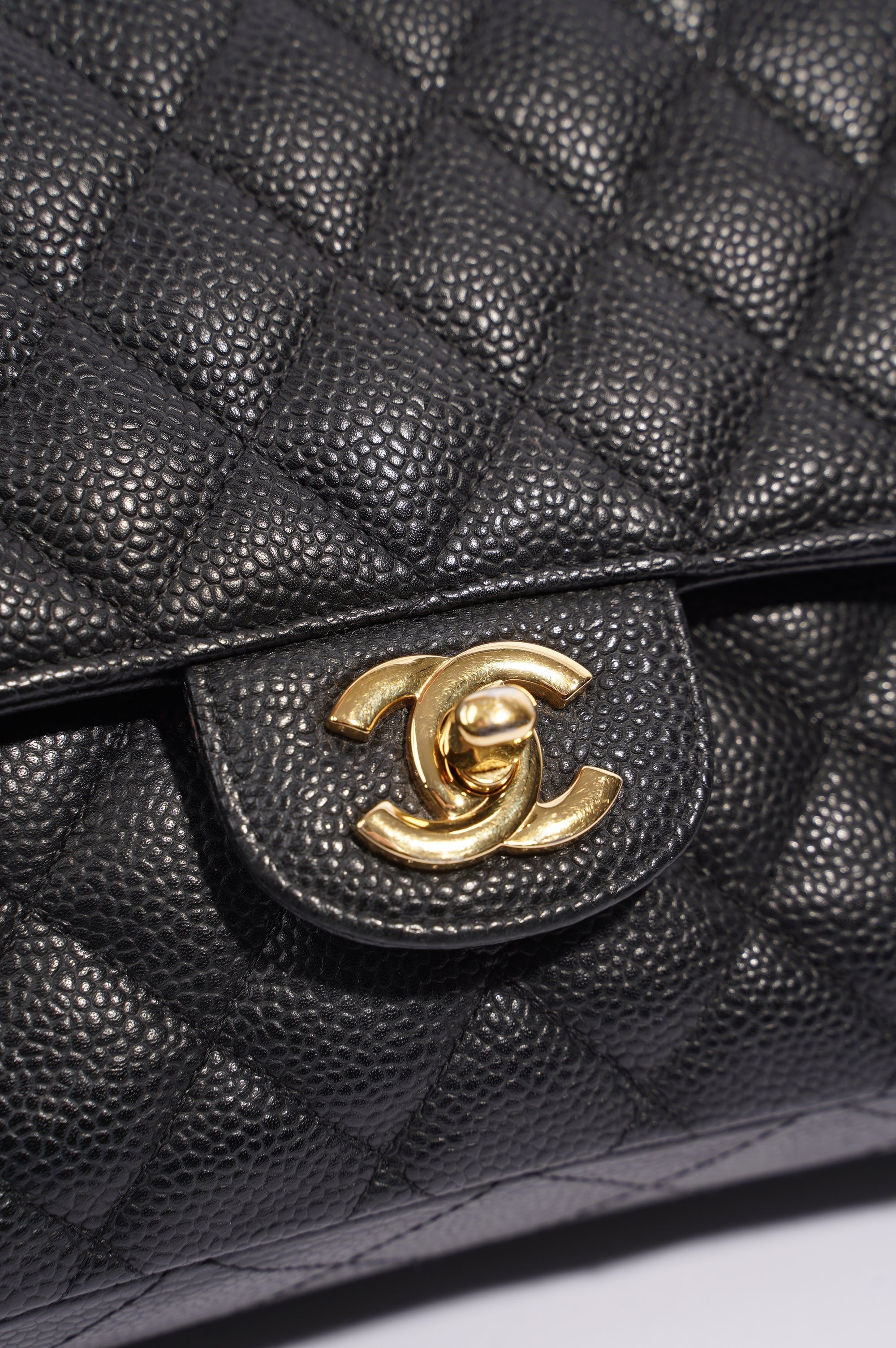 Chanel Womens Classic Flap Black Caviar Medium