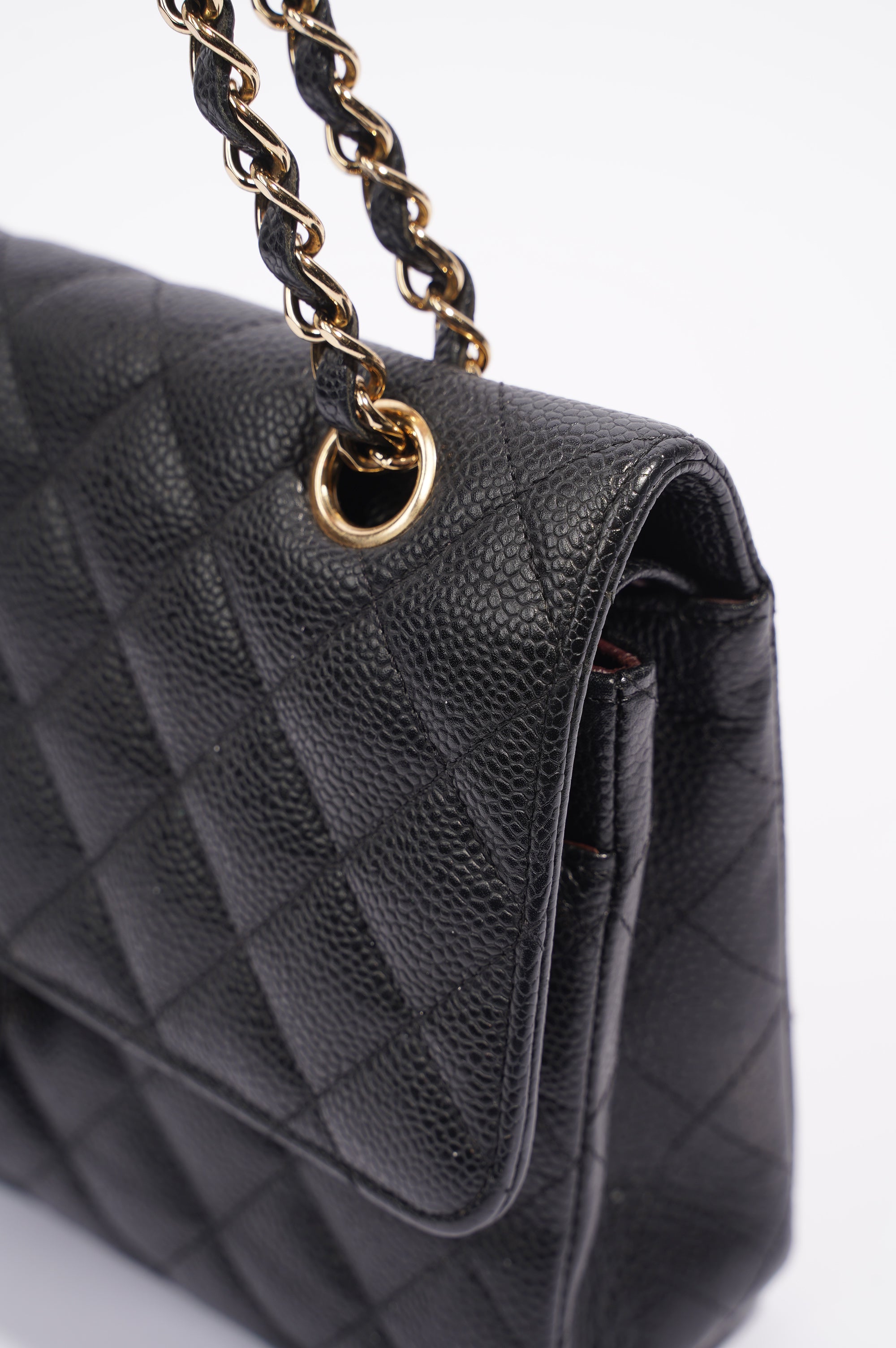 Chanel Womens Classic Flap Black Caviar Medium