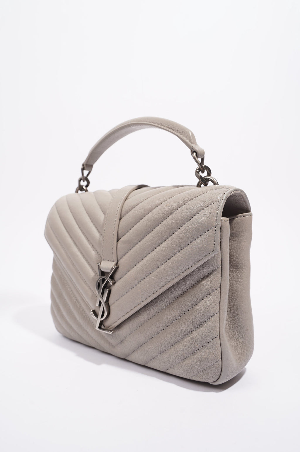 Saint Laurent Womens College Chain Bag Grey Medium