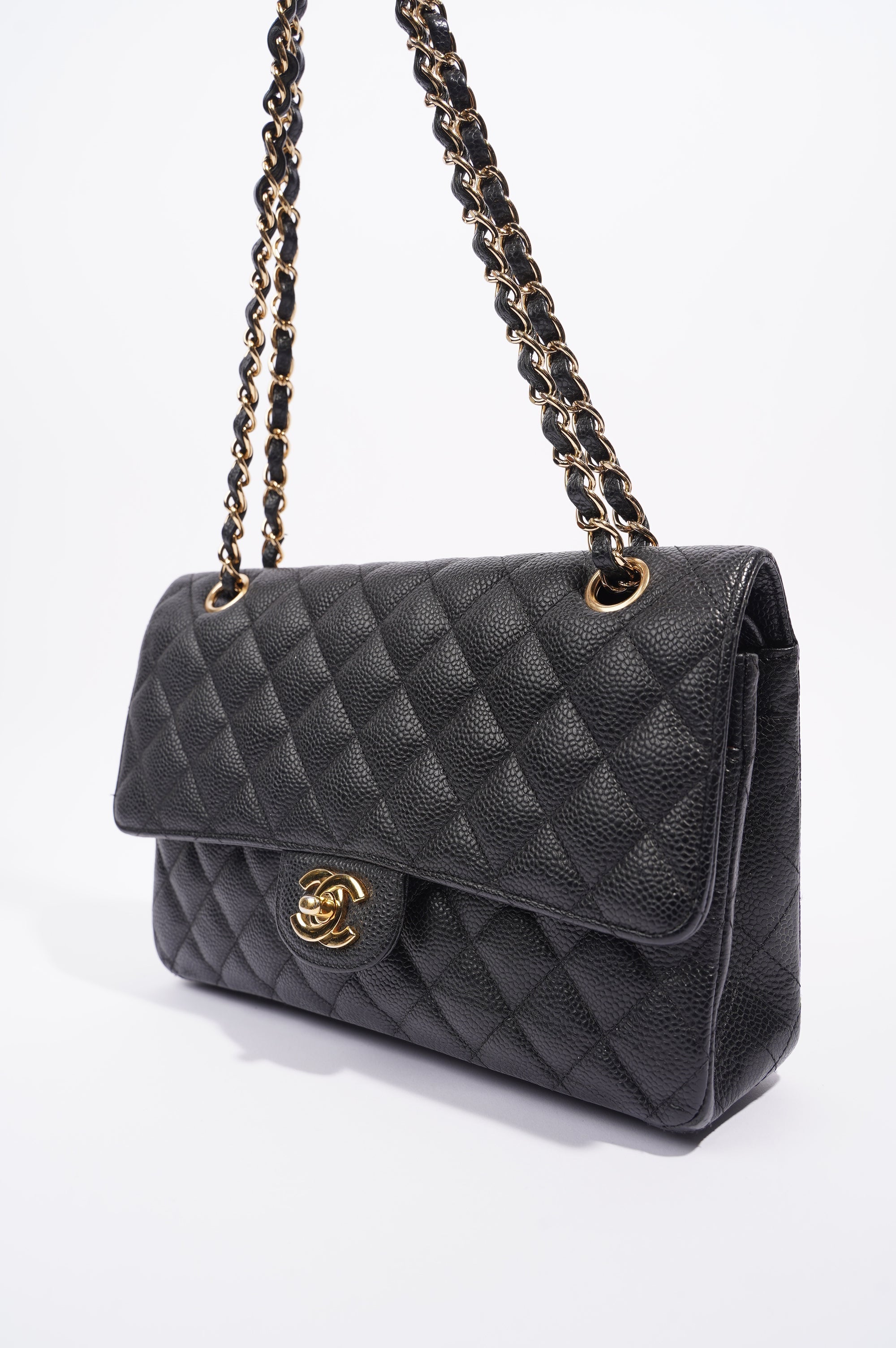 Chanel Womens Classic Flap Black Caviar Medium