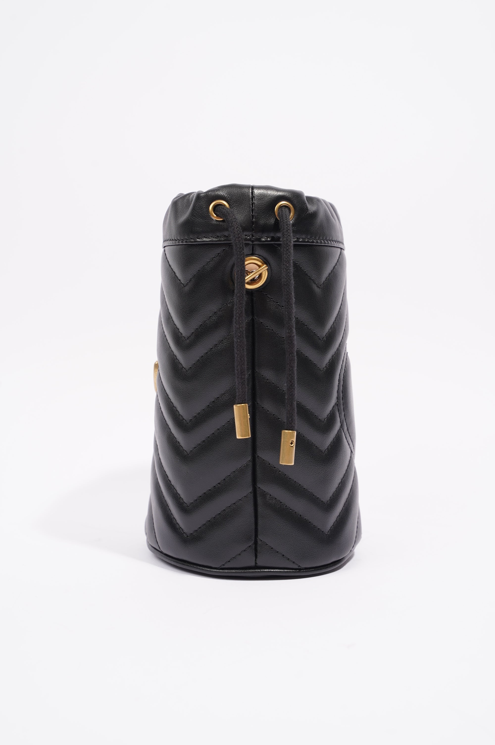 Gucci Womens GG Marmont 2.0 Bucket Bag Black Leather