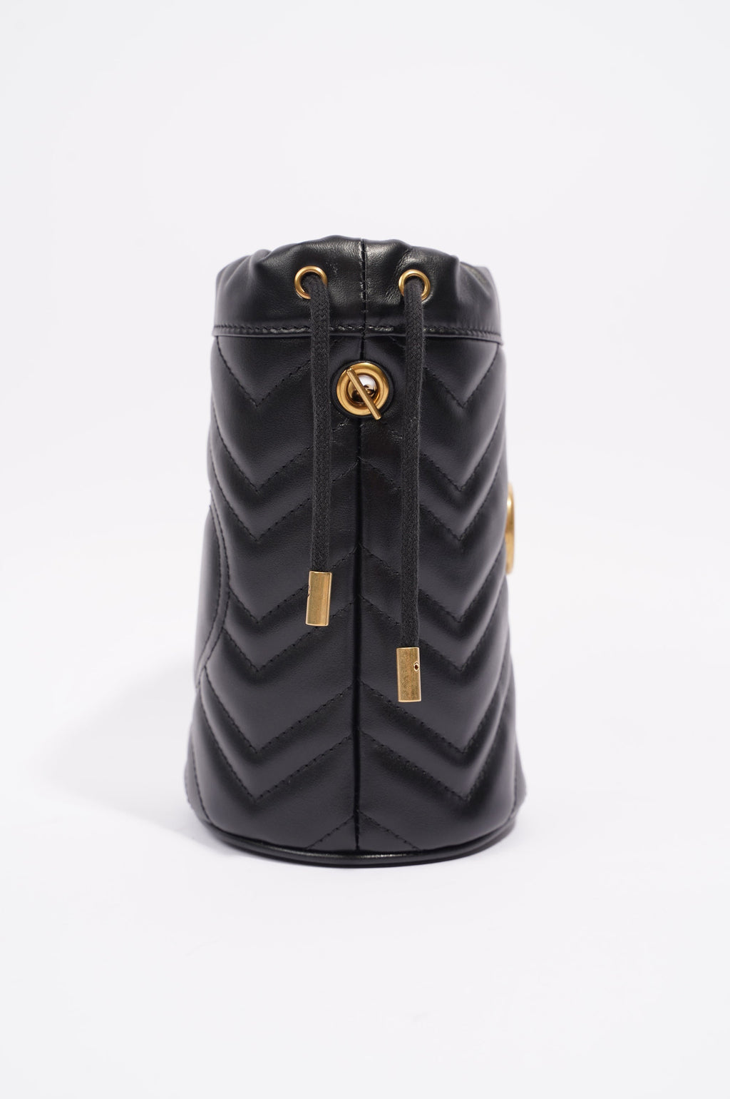 Gucci Womens GG Marmont 2.0 Bucket Bag Black Leather
