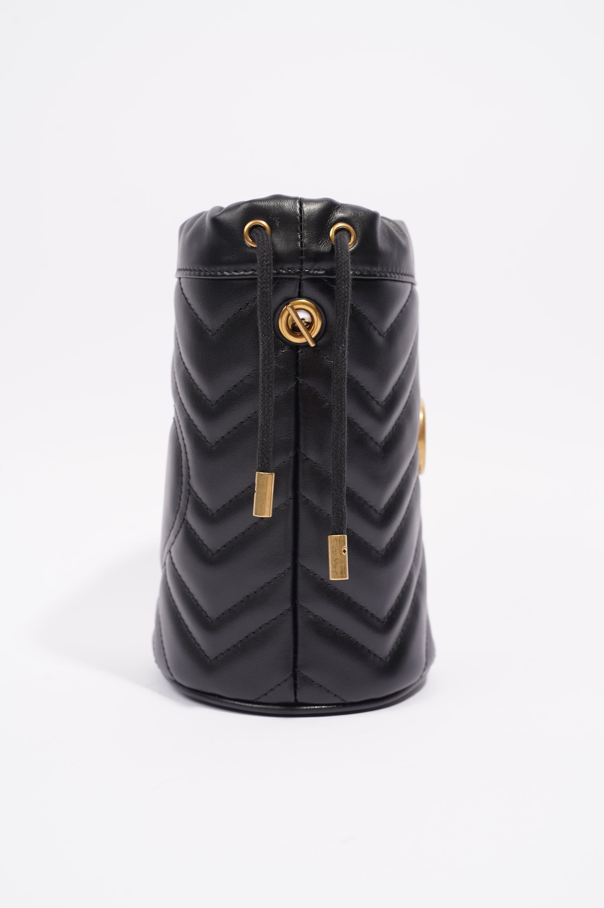 Gucci Womens GG Marmont 2.0 Bucket Bag Black Leather