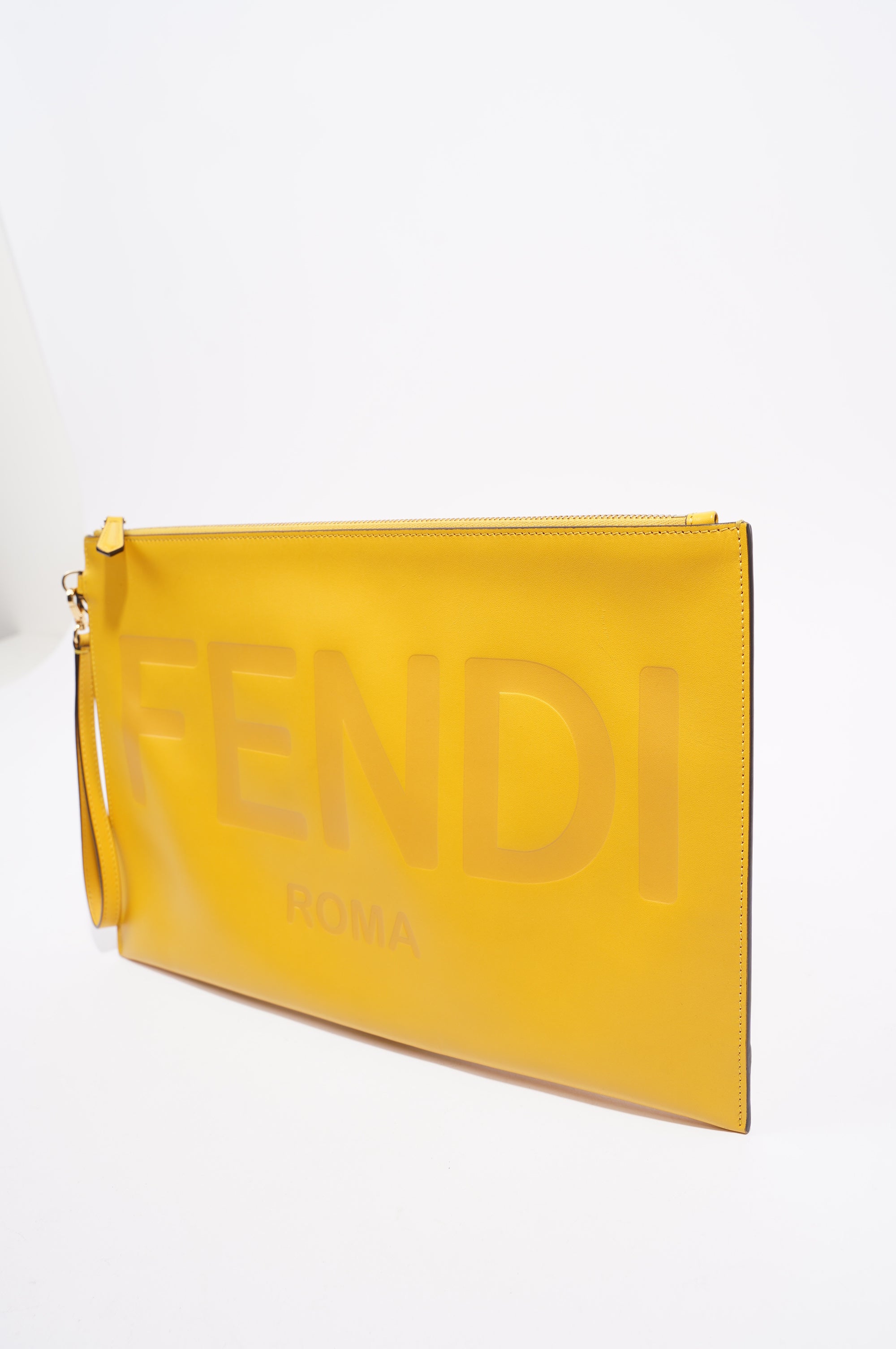 Fendi Womens Roma Clutch Yellow Large