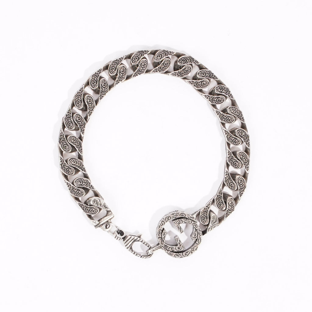 Gucci Mens Interlocking GG Bracelet Silver