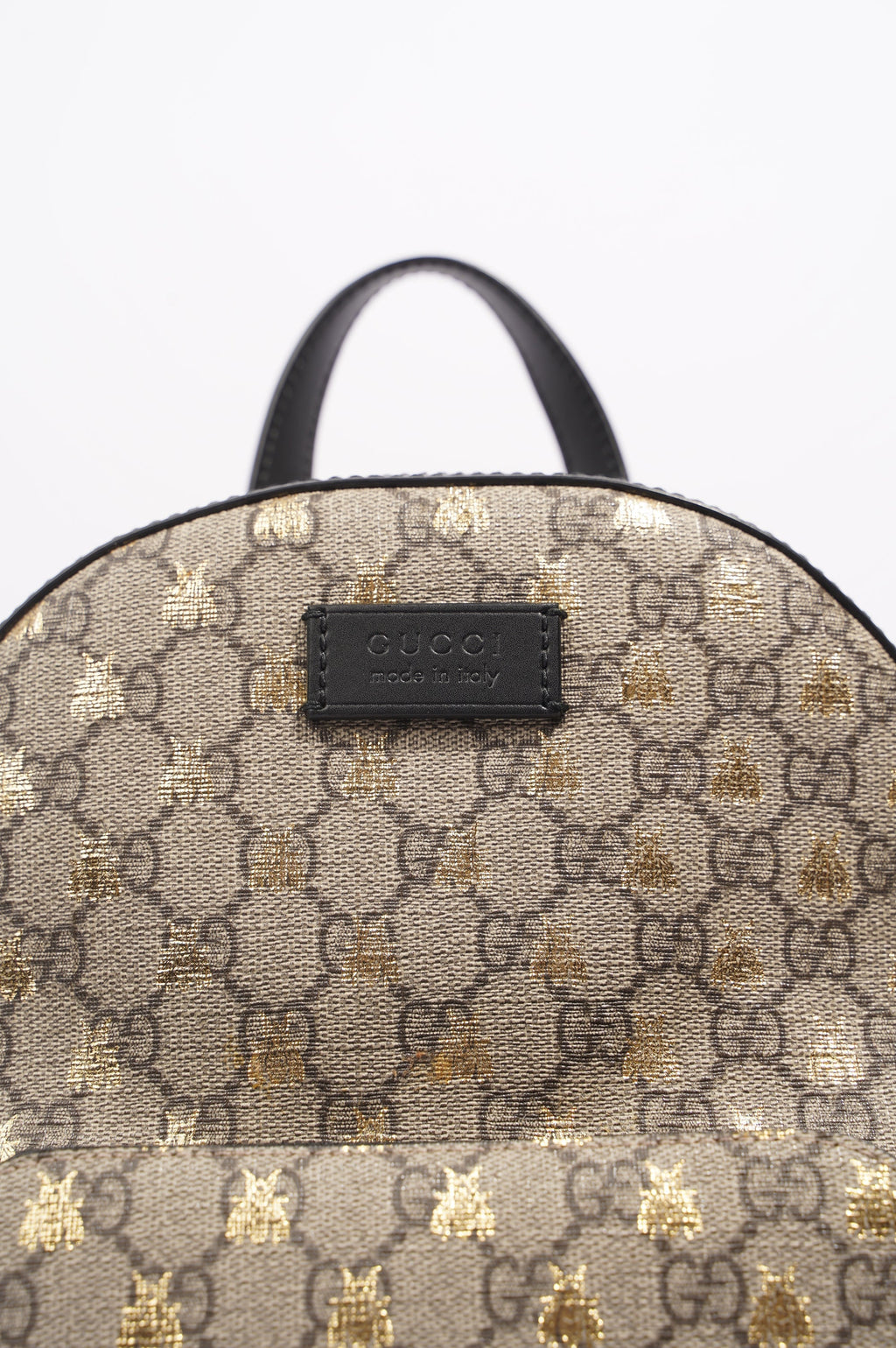 Gucci Womens GG Supreme Bees Backpack Brown / Gold Canvas Small