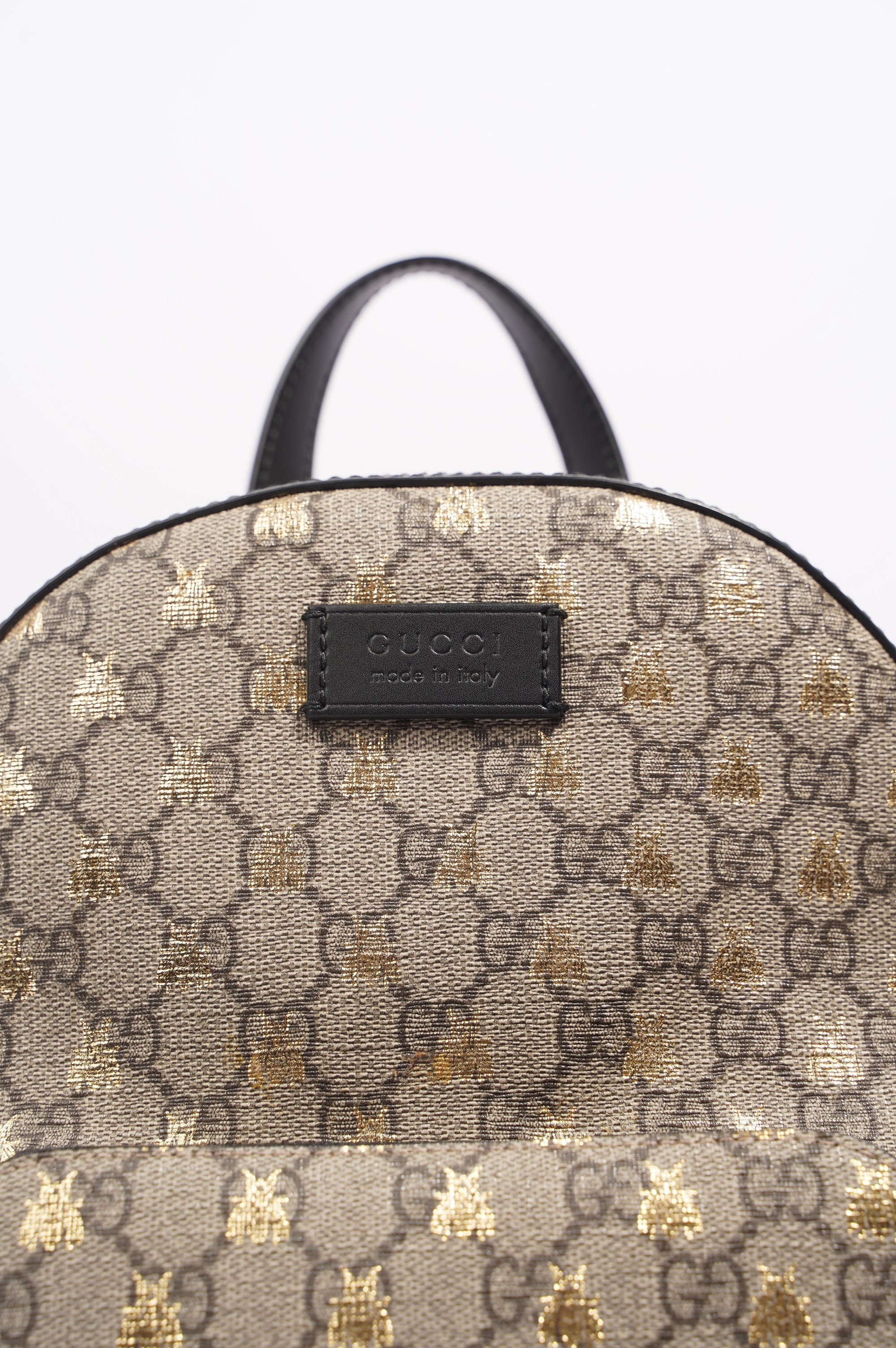 Gucci Womens GG Supreme Bees Backpack Brown / Gold Canvas Small