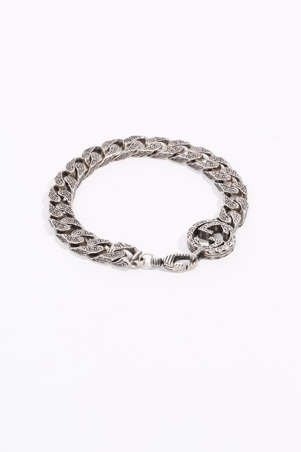 Gucci Mens Interlocking GG Bracelet Silver