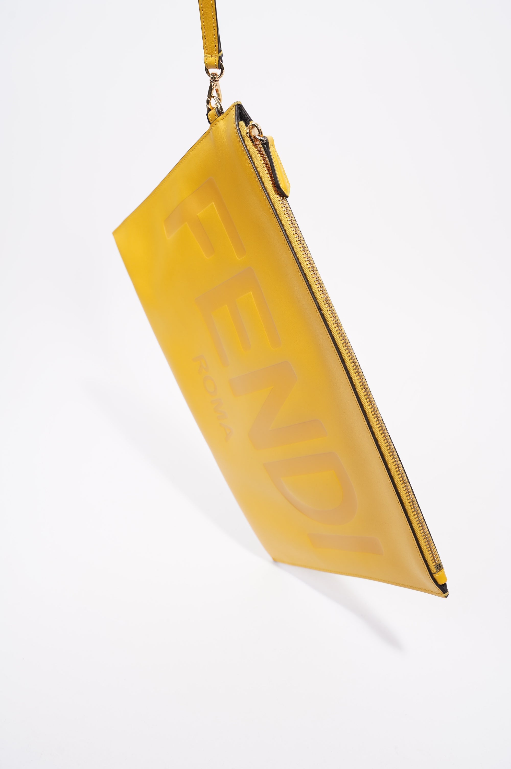 Fendi Womens Roma Clutch Yellow Large
