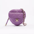 Chanel Womens Heart Bag 22s Purple Micro