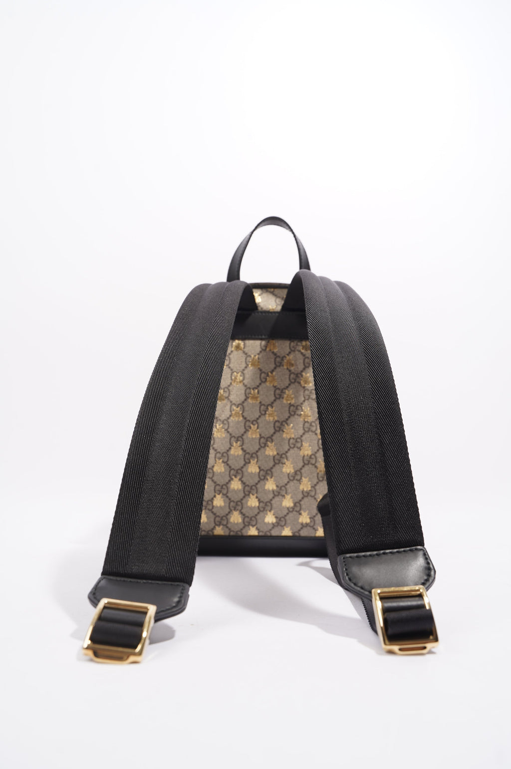 Gucci Womens GG Supreme Bees Backpack Brown / Gold Canvas Small