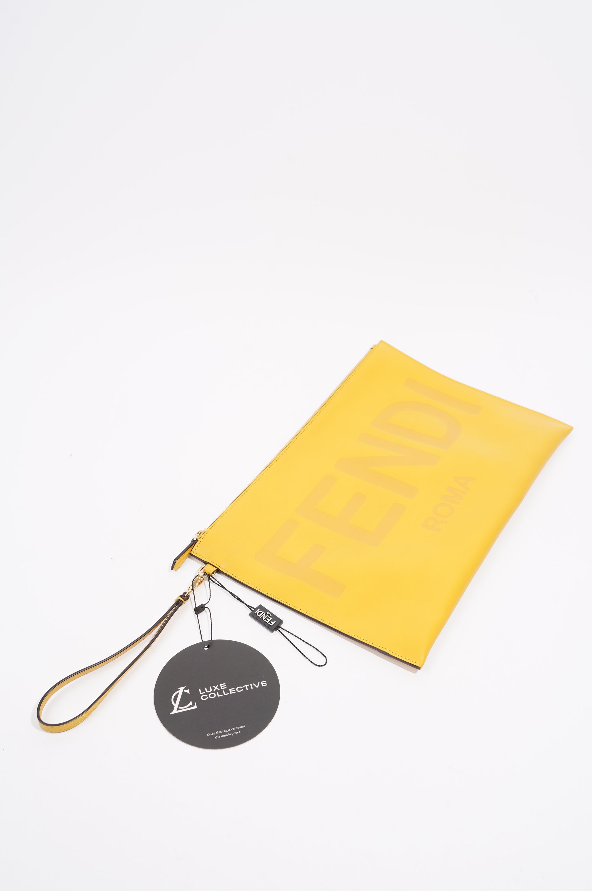 Fendi Womens Roma Clutch Yellow Large