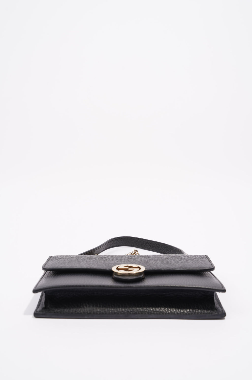 Gucci Womens Interlocking Wallet on Chain Black Leather