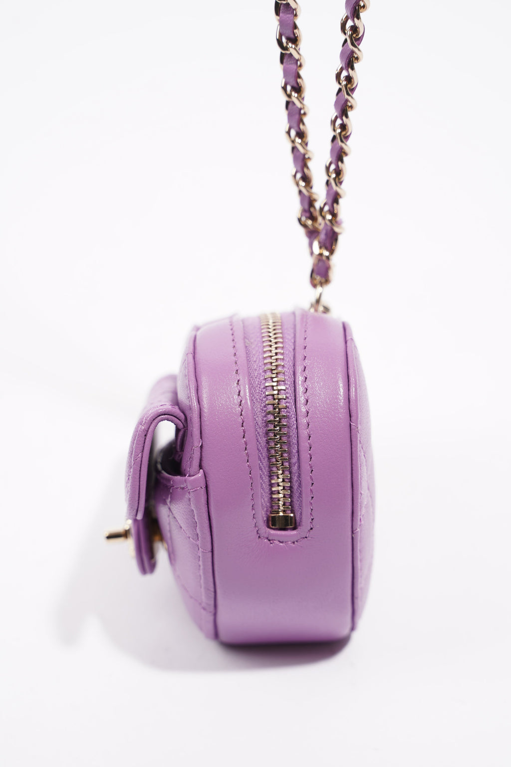 Chanel Womens Heart Bag 22s Purple Micro
