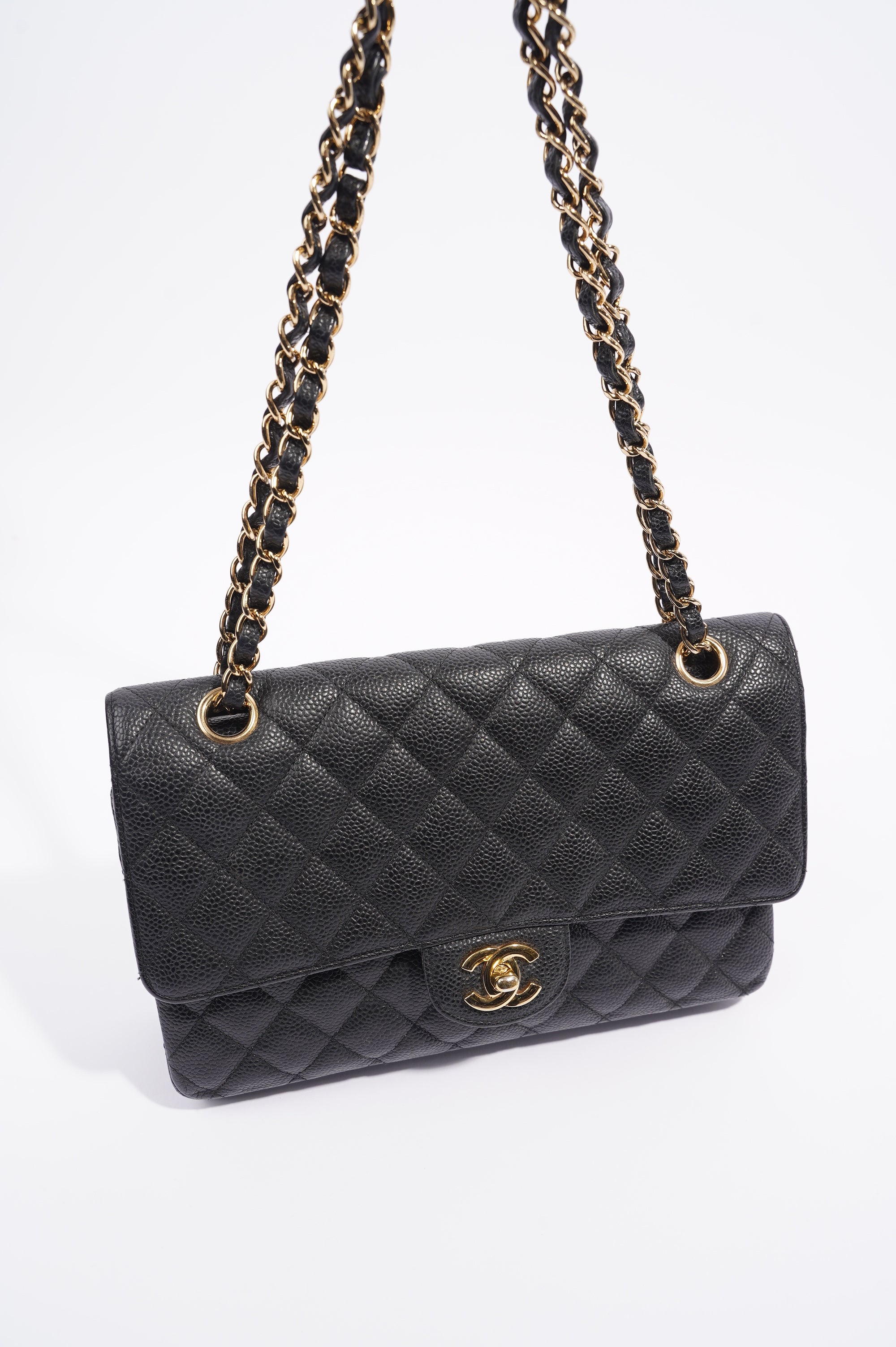 Chanel Womens Classic Flap Black Caviar Medium