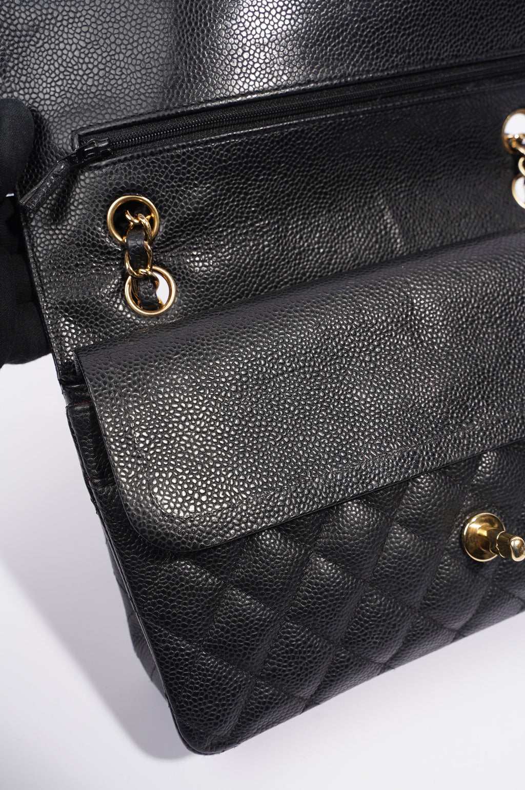Chanel Womens Classic Flap Black Caviar Medium