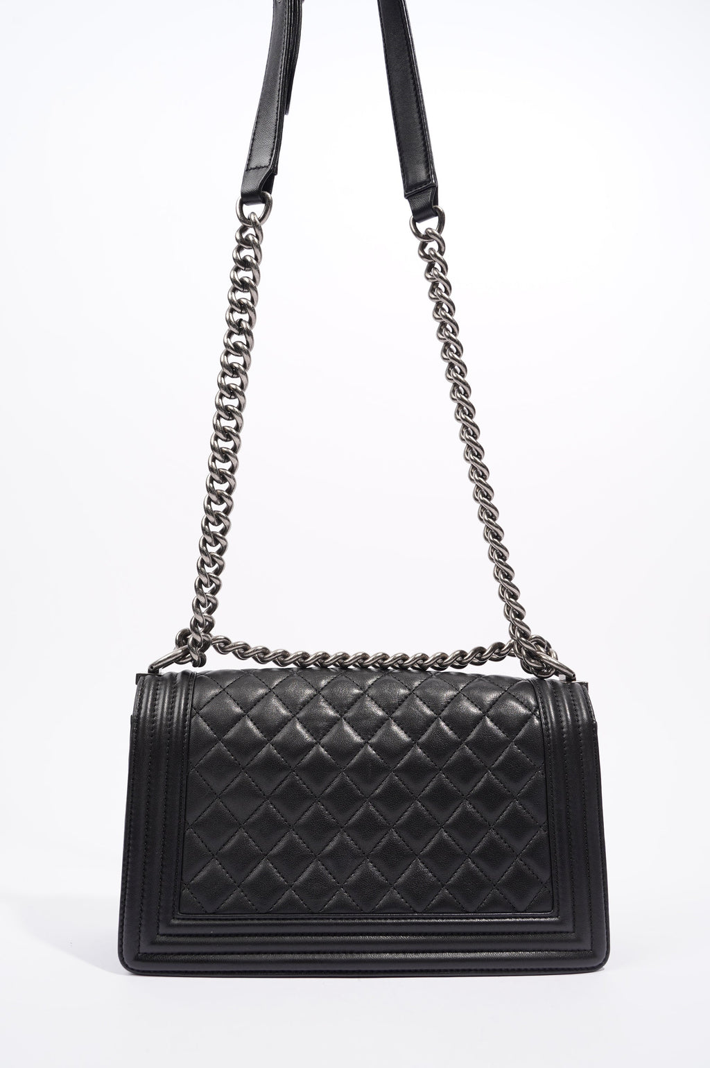 Chanel Womens Lambskin Boy Bag Black Medium