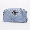 Gucci Womens Marmont Zip Baby Blue Matelasse Small