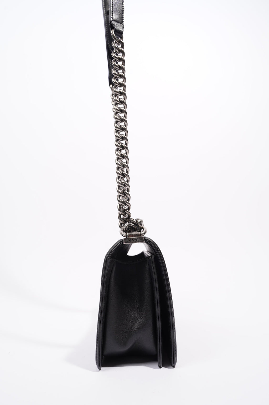 Chanel Womens Lambskin Boy Bag Black Medium