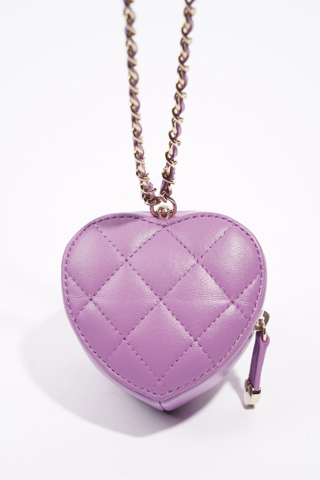 Chanel Womens Heart Bag 22s Purple Micro