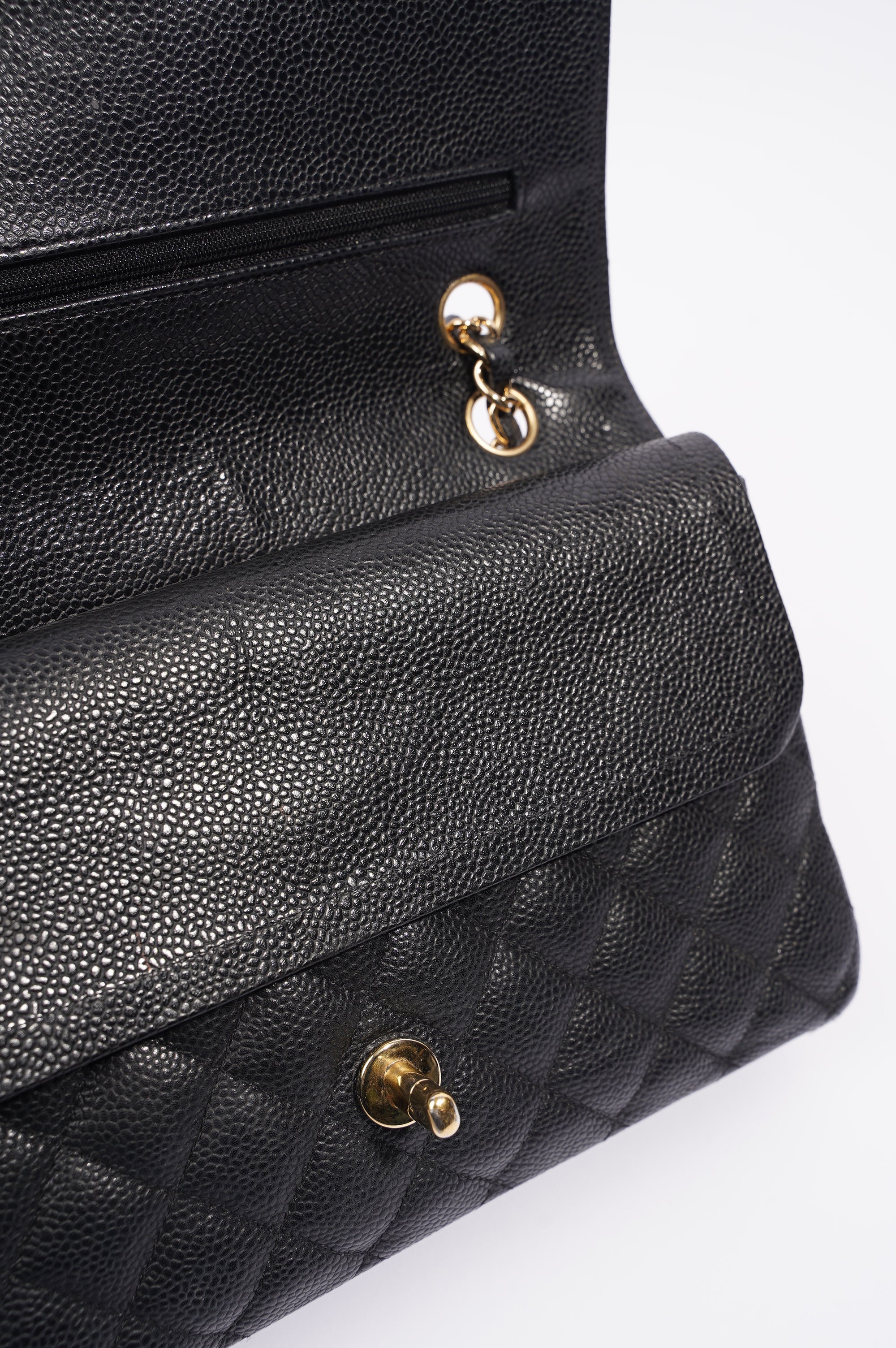 Chanel Womens Classic Flap Black Caviar Medium