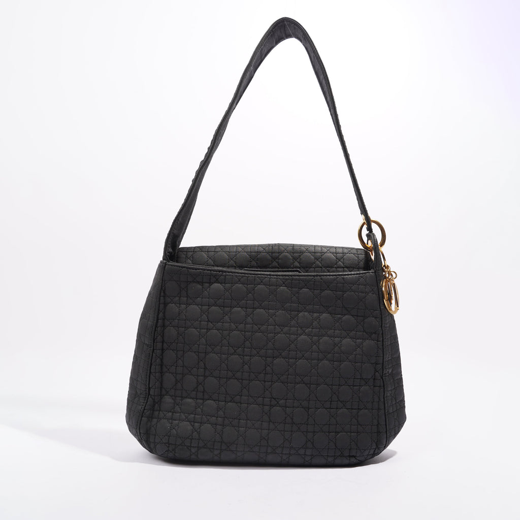 Christian Dior Womens Vintage Cannage Black Nylon