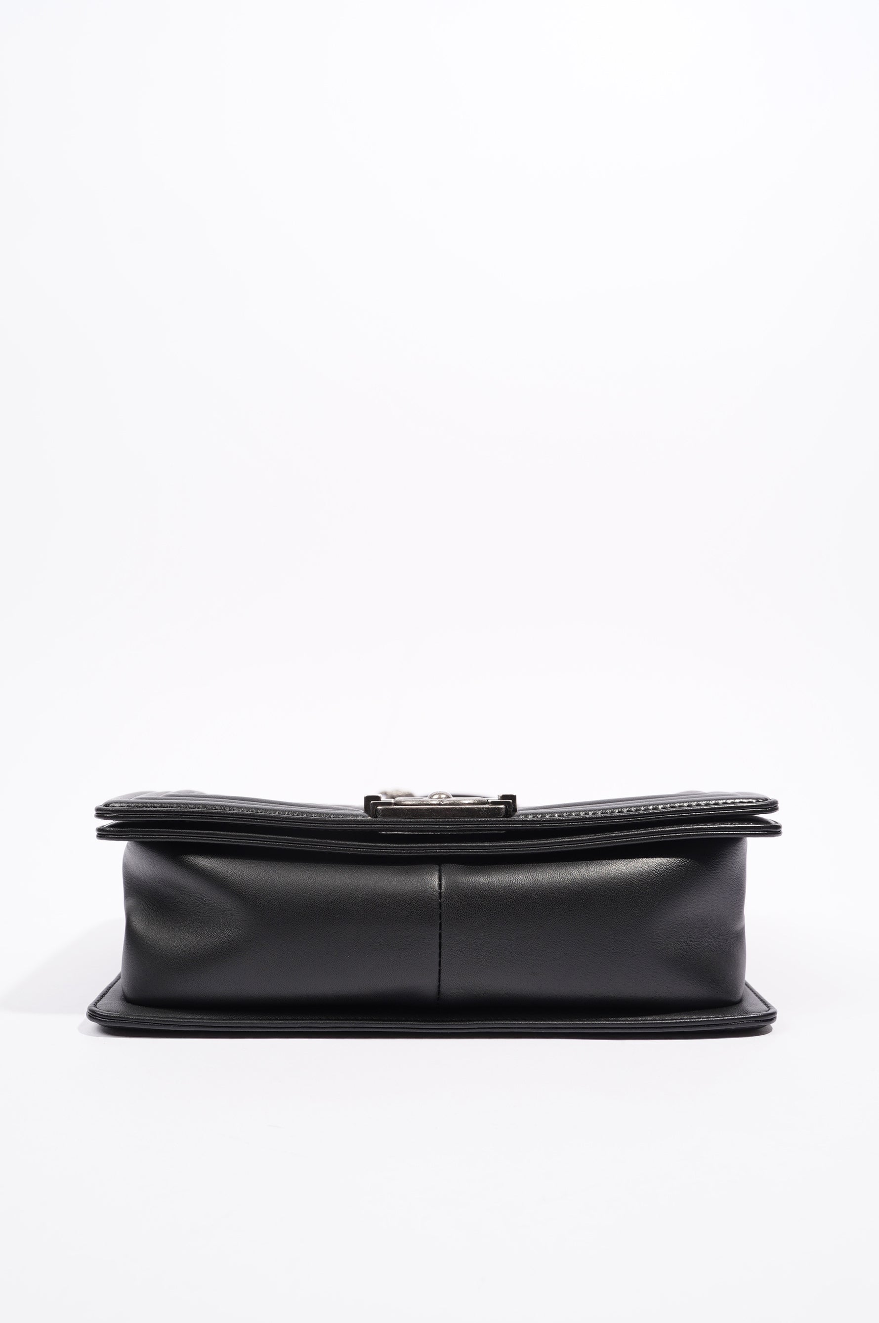 Chanel Womens Lambskin Boy Bag Black Medium