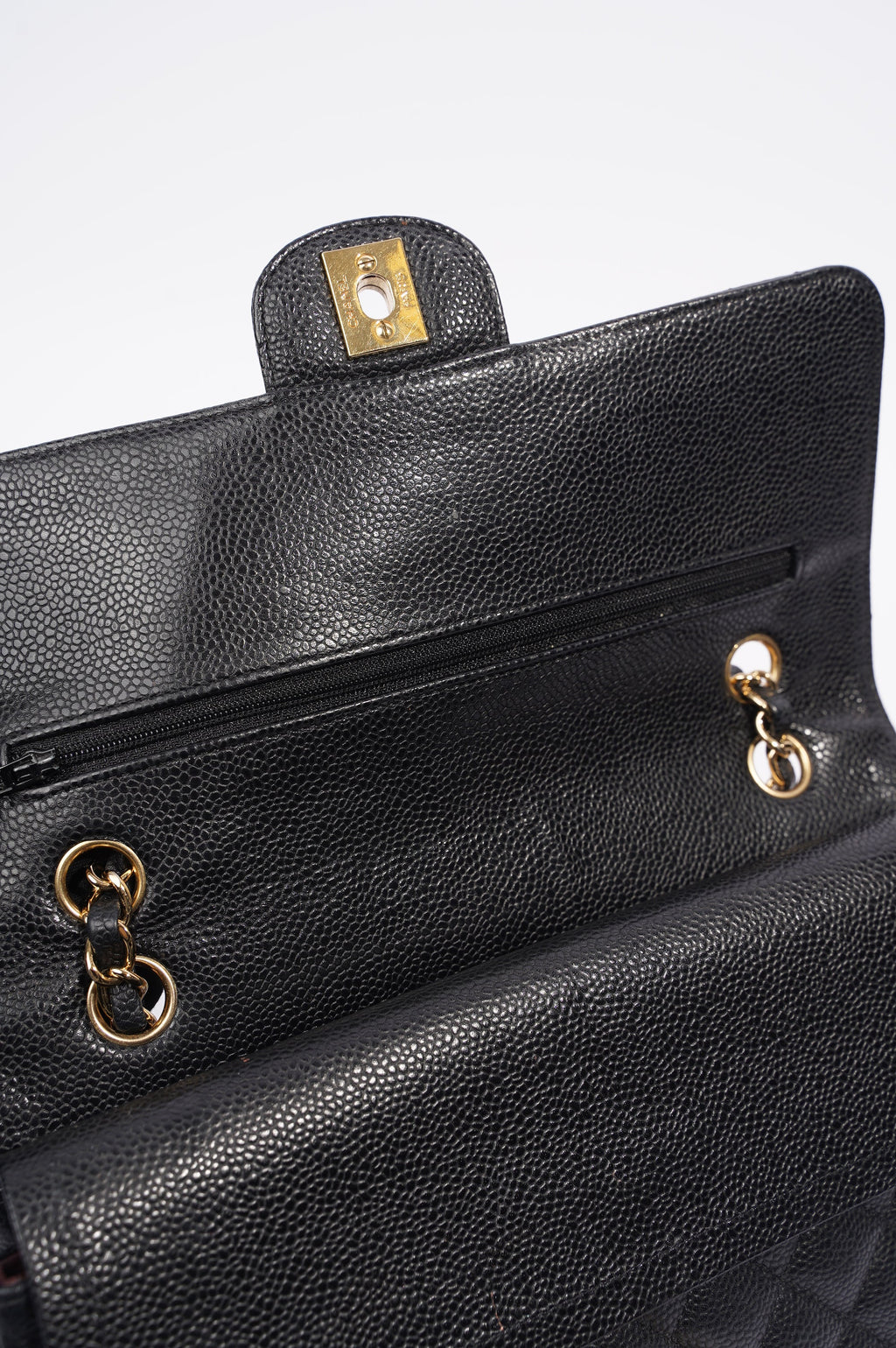 Chanel Womens Classic Flap Black Caviar Medium