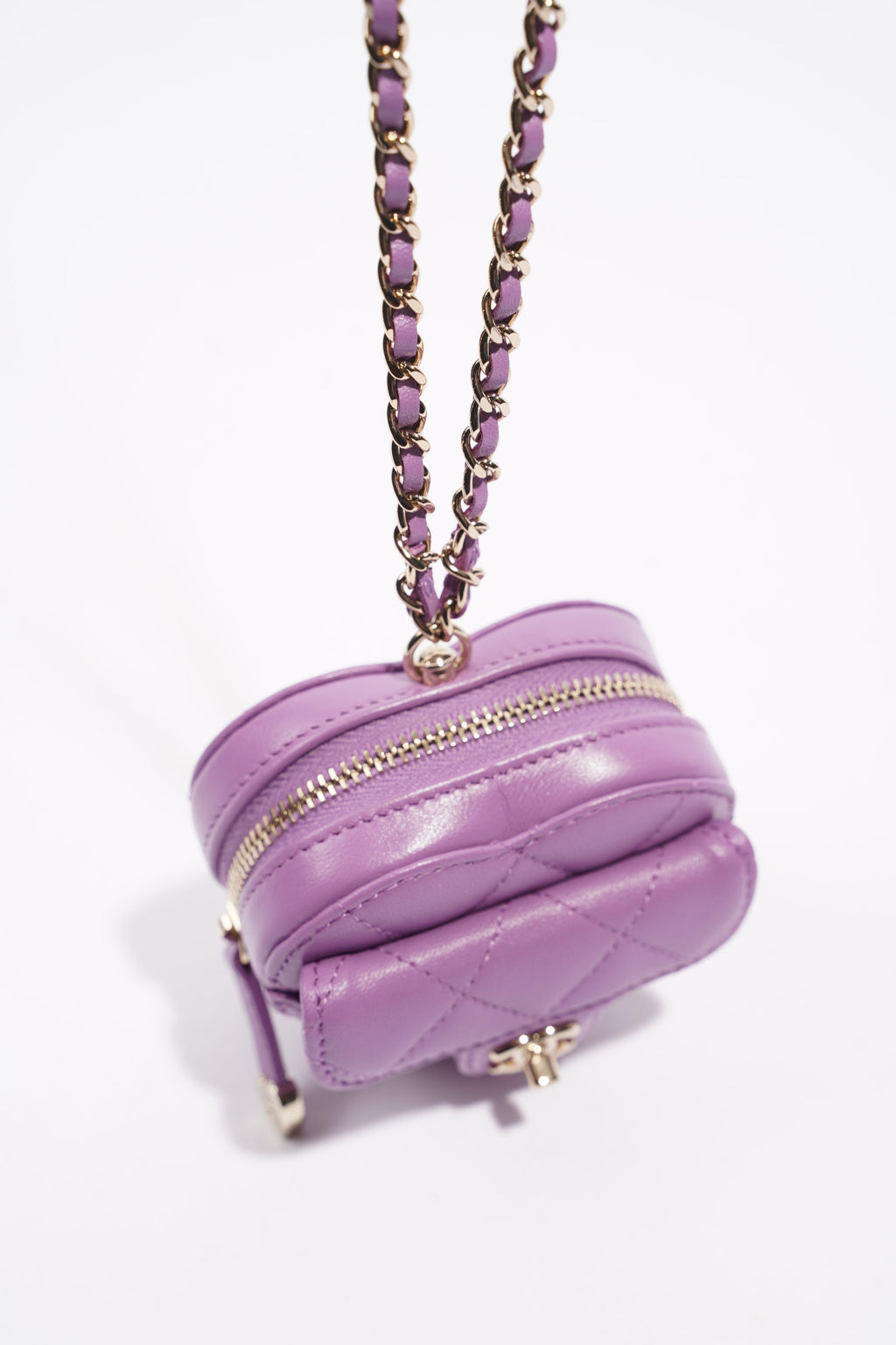 Chanel Womens Heart Bag 22s Purple Micro