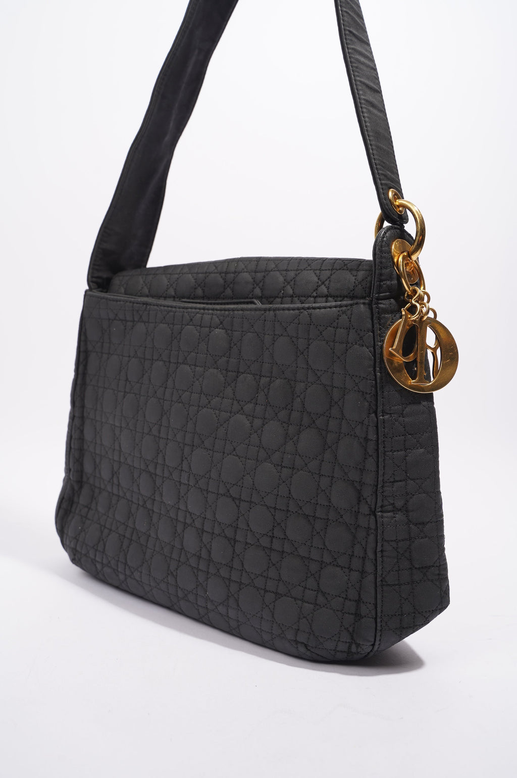 Christian Dior Womens Vintage Cannage Black Nylon