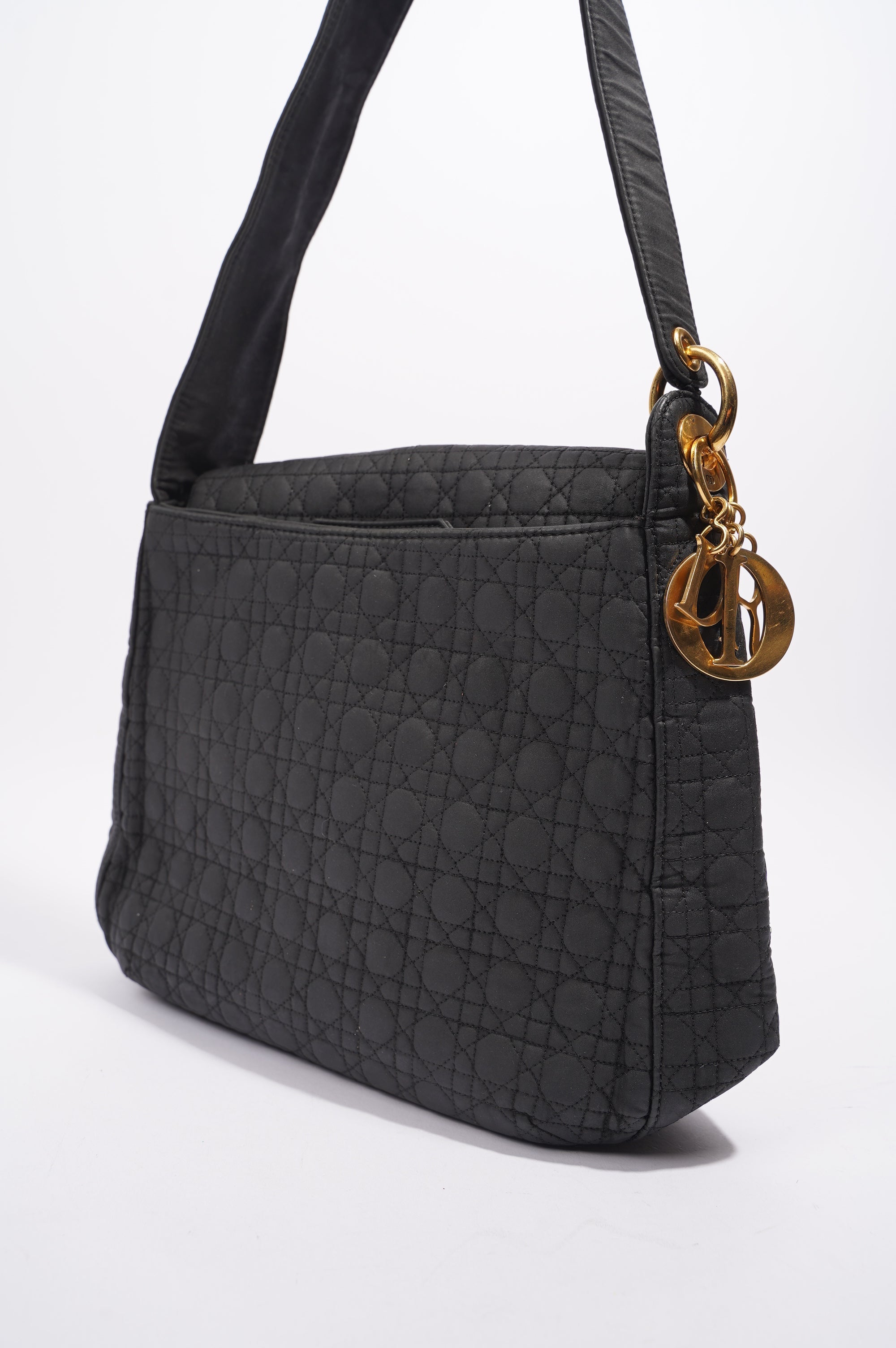 Christian Dior Womens Vintage Cannage Black Nylon