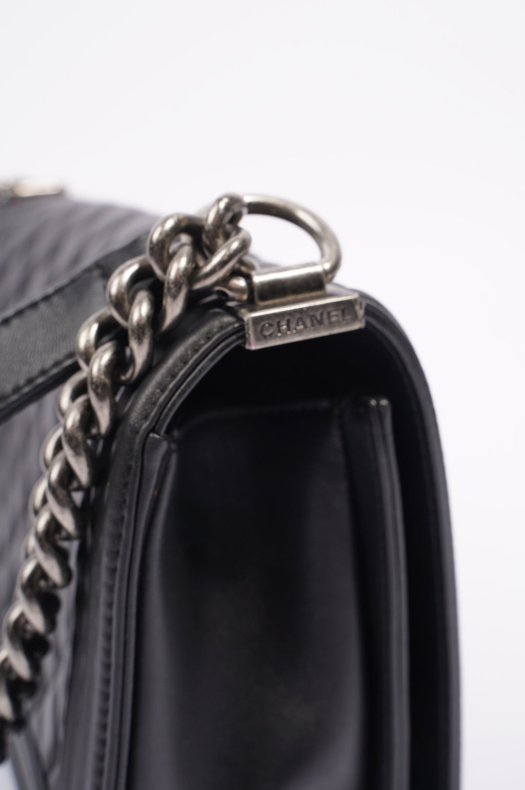 Chanel Womens Lambskin Boy Bag Black Medium