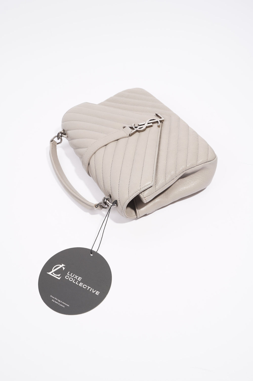 Saint Laurent Womens College Chain Bag Grey Medium