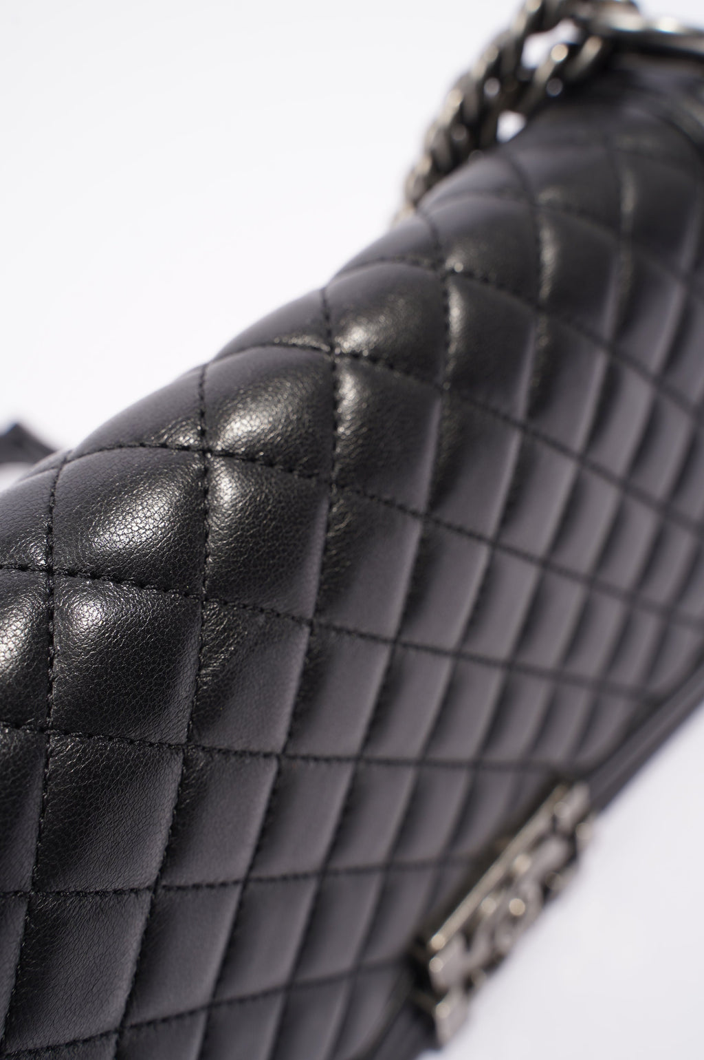 Chanel Womens Lambskin Boy Bag Black Medium