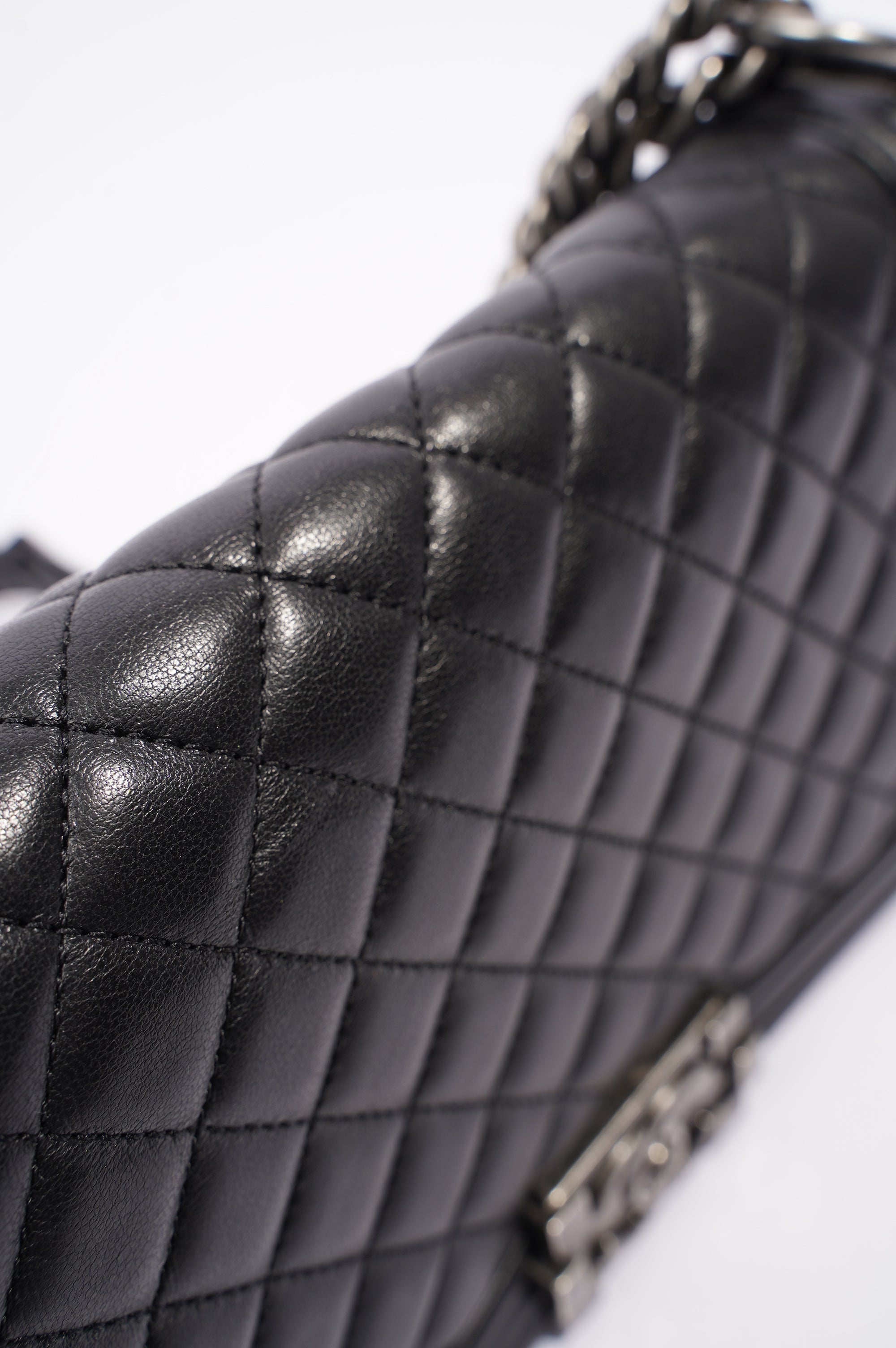 Chanel Womens Lambskin Boy Bag Black Medium