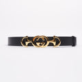 Gucci Womens GG Interlocking Horsebit Belt Black Leather 75cm