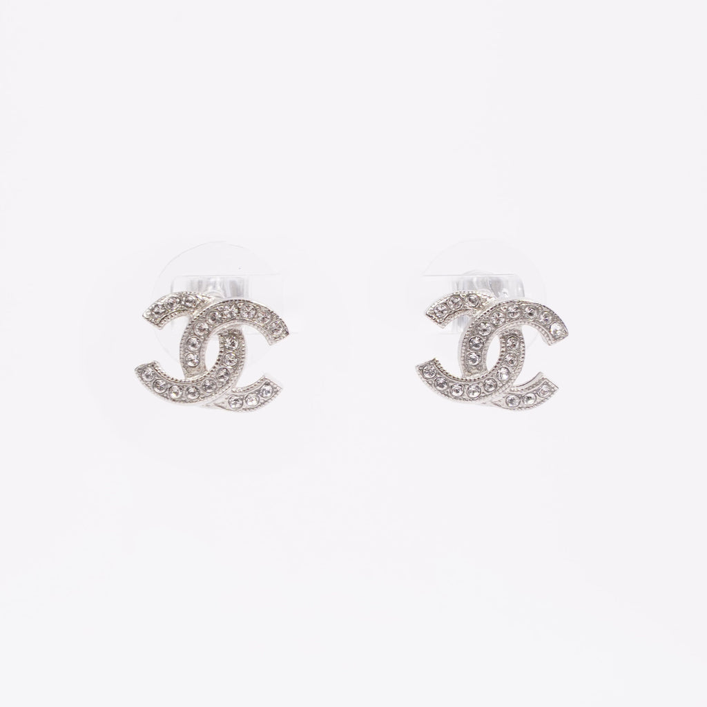 Chanel Womens CC Earrings Silver Finish Base Metal 2017