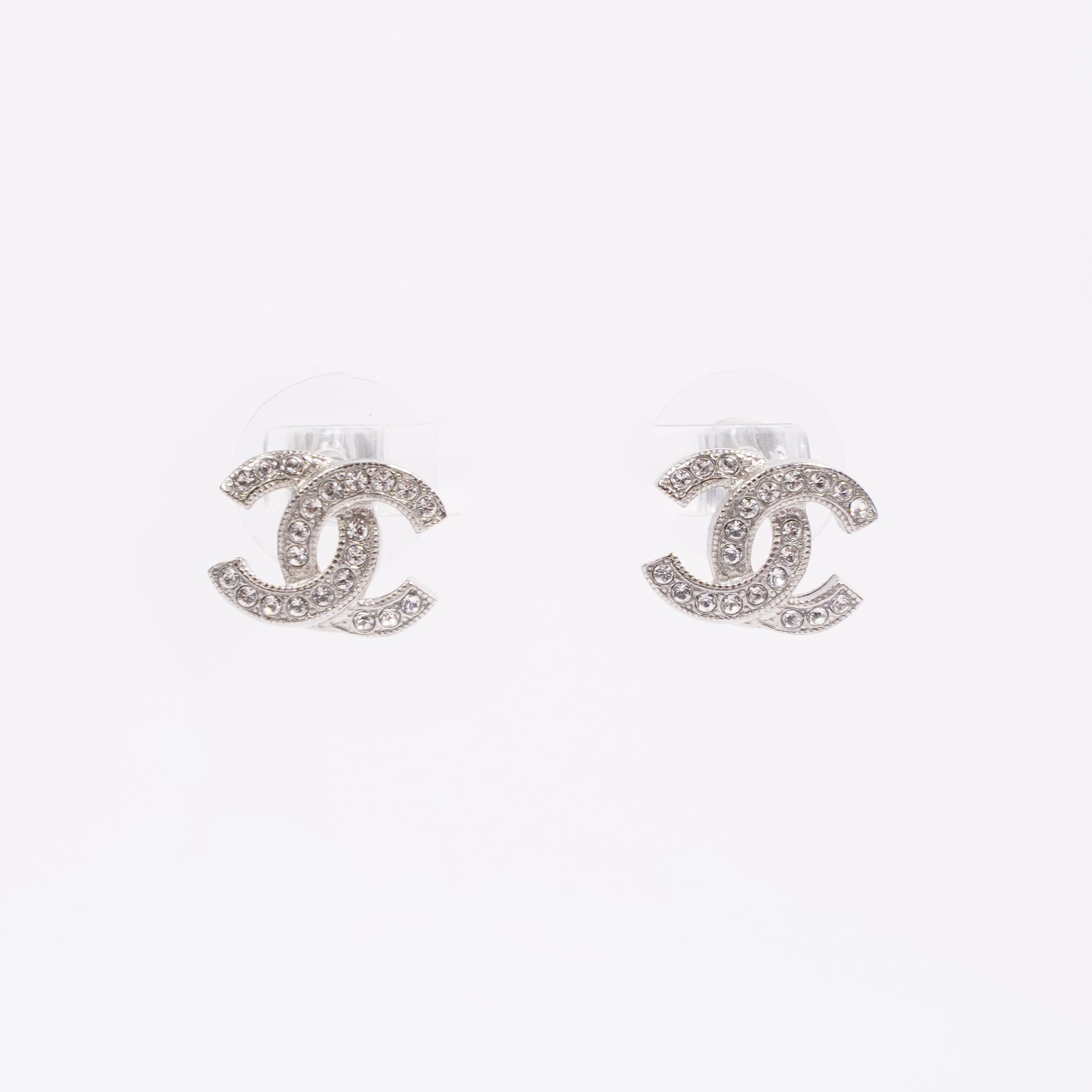 Chanel Womens CC Earrings Silver Finish Base Metal 2017