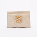 Chanel Womens 19 Cardholder Cream Lambskin