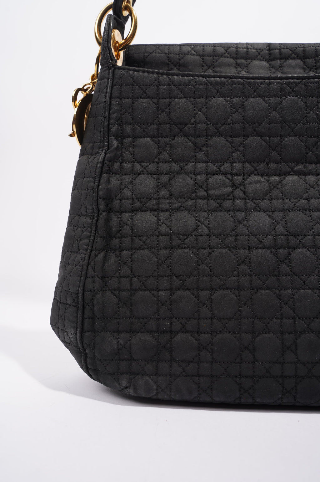 Christian Dior Womens Vintage Cannage Black Nylon