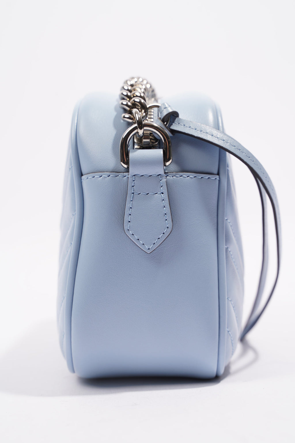 Gucci Womens Marmont Zip Baby Blue Matelasse Small