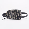 Christian Dior Womens Oblique Belt Pouch Blue / White Canvas