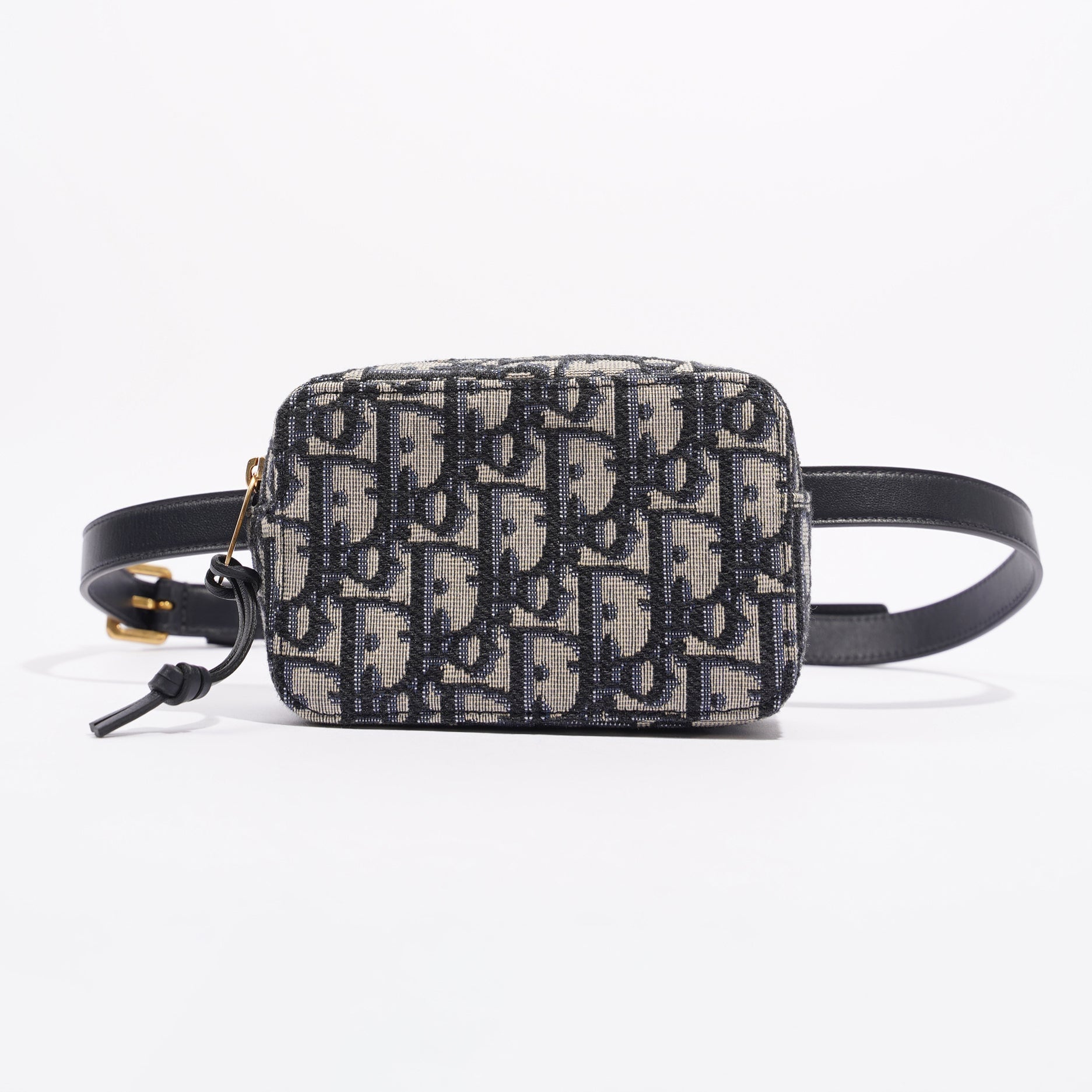 Christian Dior Womens Oblique Belt Pouch Blue / White Canvas