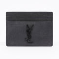 Saint Laurent Womens Cassandre Croc Embossed Card Holder Black