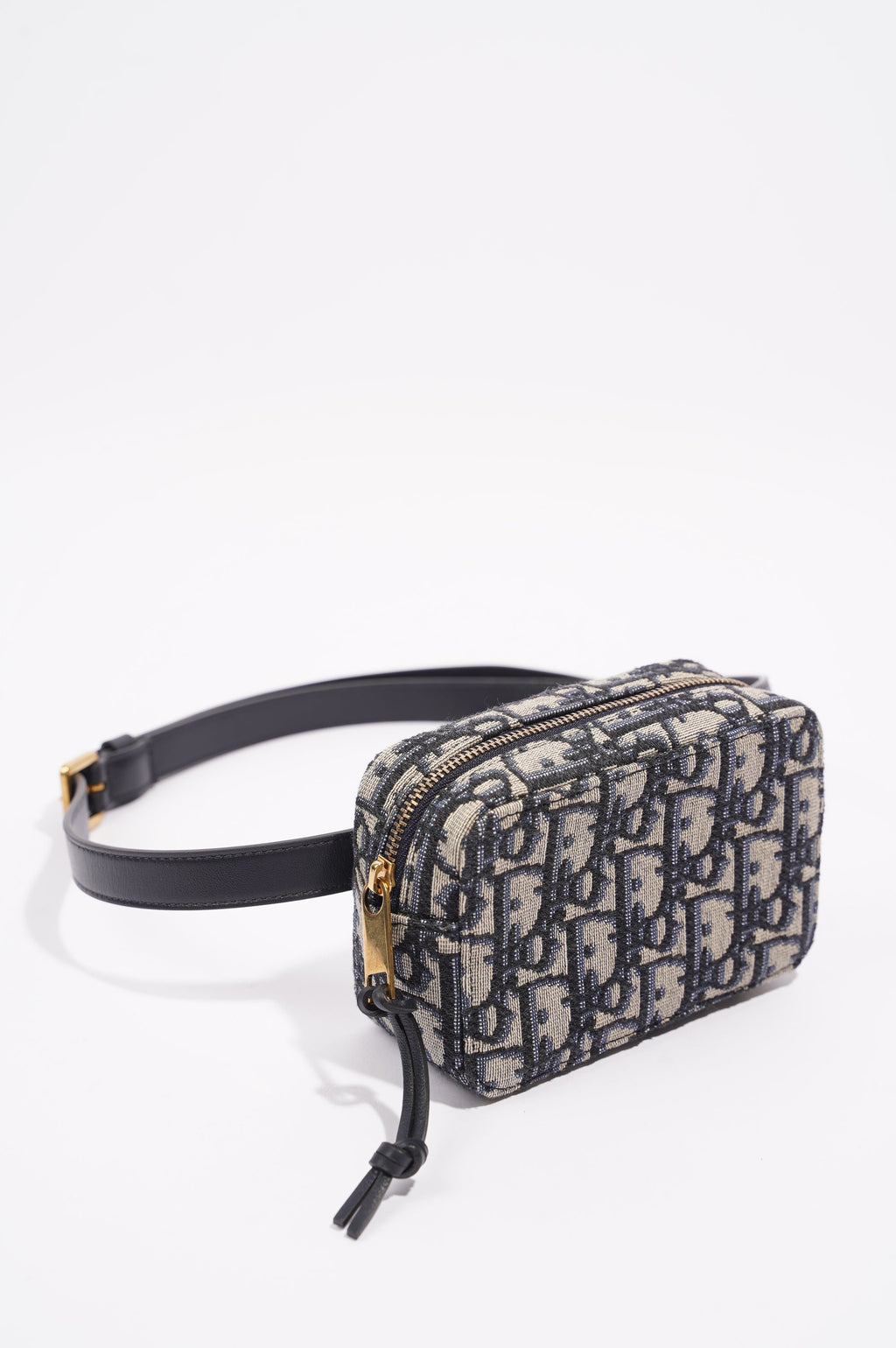 Christian Dior Womens Oblique Belt Pouch Blue / White Canvas